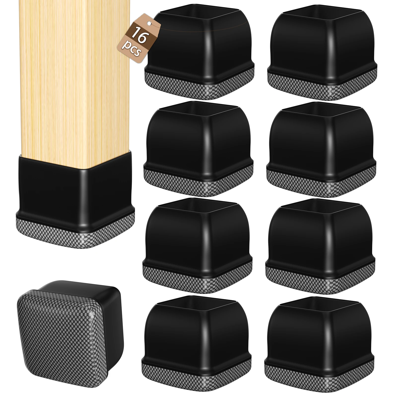 16PCS Square Chair Leg Covers Graphene Floor Protectors Furniture Table Feet Anti-Scratch Non-Slip Pads for Chair And Table Nois