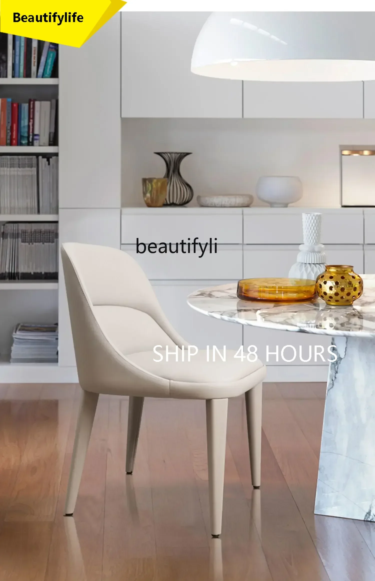 PPP  Italian cloth leather art dining chair backrest stool modern simple home designer dining table and chairs