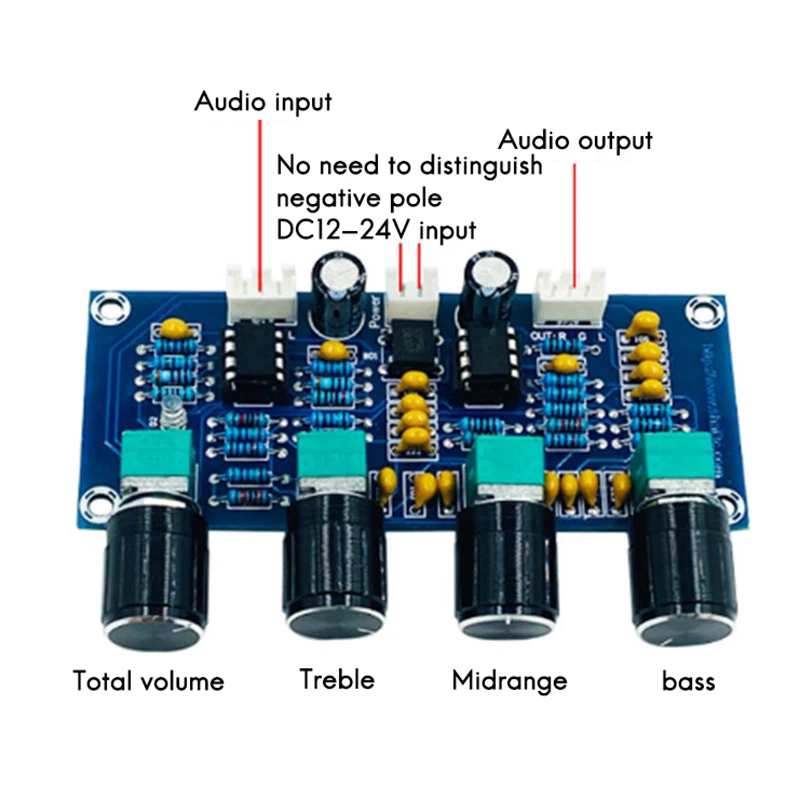 NE5532 Digital Power Amplifier Preamp Tone Board DC12-24V Dual-Channel HIFI Enthusiast High Low Bass Preamp Tone Board