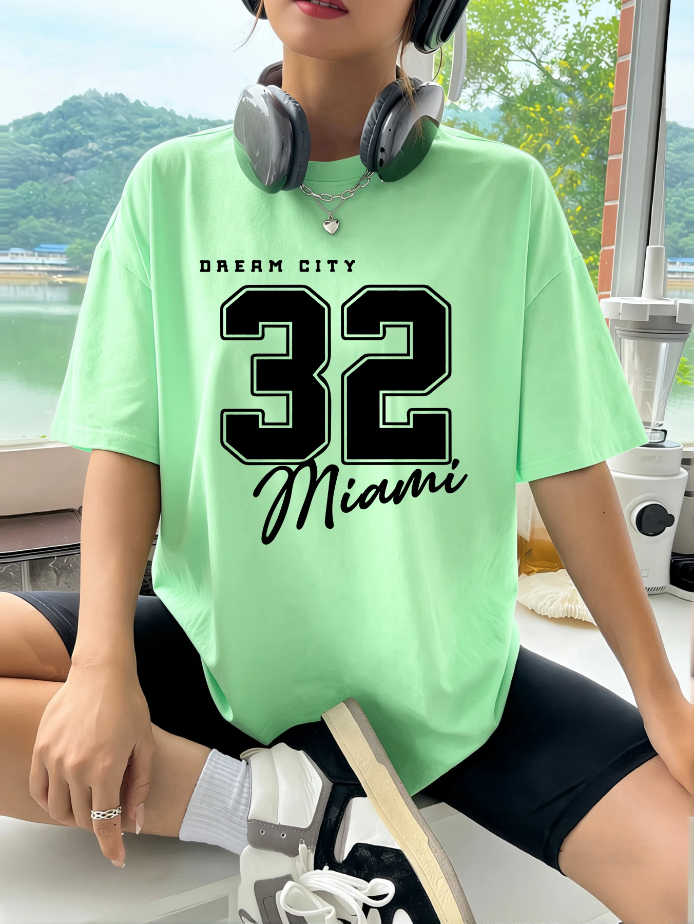 Dream City Nummer 32 Design Damen-T-Shirts, Baumwolle, mehrfarbig, T-Shirt, Hip-Hop, Sommer, kurzärmelig, Y2K, atmungsaktive Kleidung
