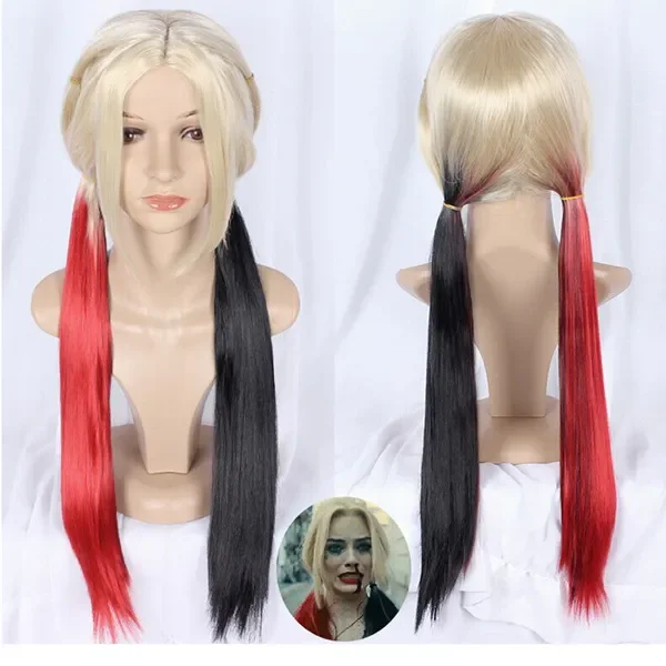 Mode Lange Zwarte En Rode Rechte Cosplay Vrouwen Syntheti Party Hair Pruiken