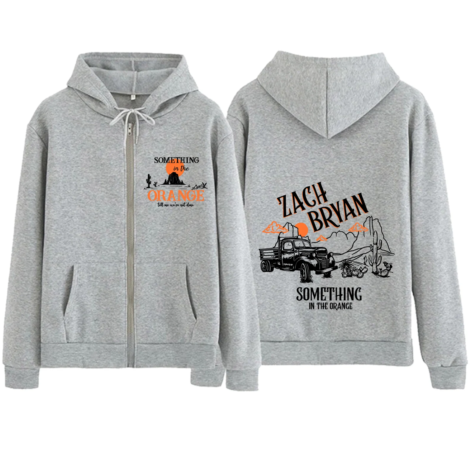 Zach Bryan Something in The Orange 2024 Zipper Hoodie Harajuku Pullover Tops Streetwear Music Fans Gift V-Neck Sweatshirts