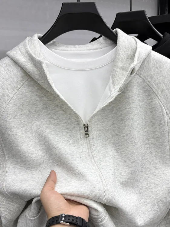 

Тяжелая хлопковая толстовка с капюшоном Jaet, мужской модный универсальный спортивный кардиган на молнии, тонкий дышащий повседневный городской кардиган