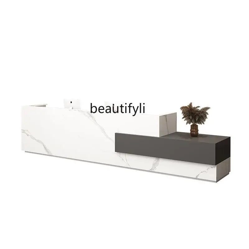 

Simple Modern Front Desk Paint Bar High-end Service Counter Company Front Desk Marble Hotel checkout page