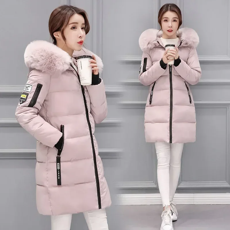 Parkas 2024 Winter Fashion Long Cotton Parkas Woman Winter Jacket Women Coats for Women Warm Slim-fit Hooded Jacket for Women