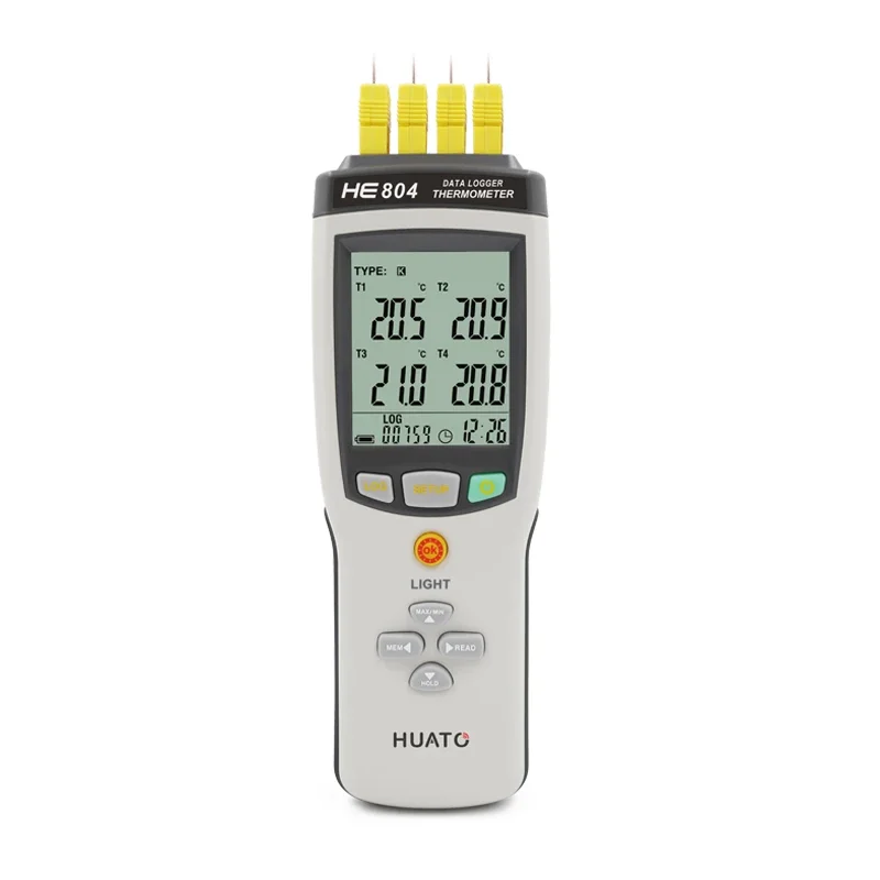 

2026 4 Channel Data Logger Thermocouple Huato HE804 for Industrial Production