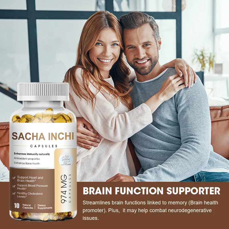 Fonte organica di Omegas 3, 6 e 9 integratore Sacha Inchi Oil capsule per la salute del cervello e del cuore fonte di acidi grassi essenziali