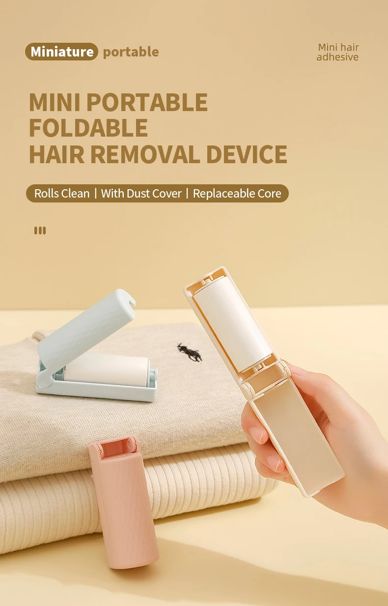 Mini Faltbare Fusselrolle Tragbarer Klebriger Tierhaar-Entferner Abreißbares Klebepapier Staub- und Fluschenreiniger für Kleidung Sofa Reisegebrauch – Detail 1