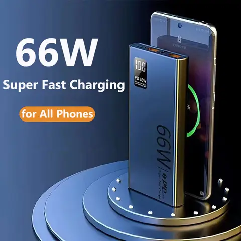 66W 초고속 충전 전원 은행 30000mAh 듀얼 USB 휴대용 충전기 PD20W Powerbank for iPhone 16 15 Xiaomi Huawei Samsung S24