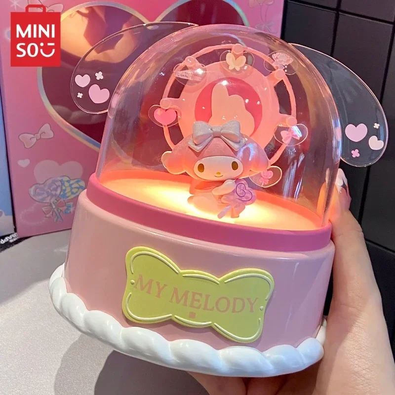 

MINISO Sanrio Wishing Light Music Box My Melody Cinnamoroll Kuromi Lamp Desktop Decoration Birthday Gift Ornament Kawaii Model