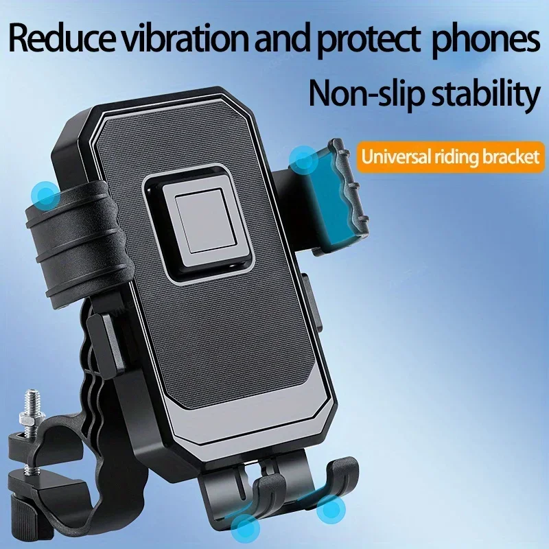 360° Universal Motorcycle Phone Mount Holder Ultra-Stable Design Adjustable Handlebar Cradle for Bike Bicycle Scooter Smartphone