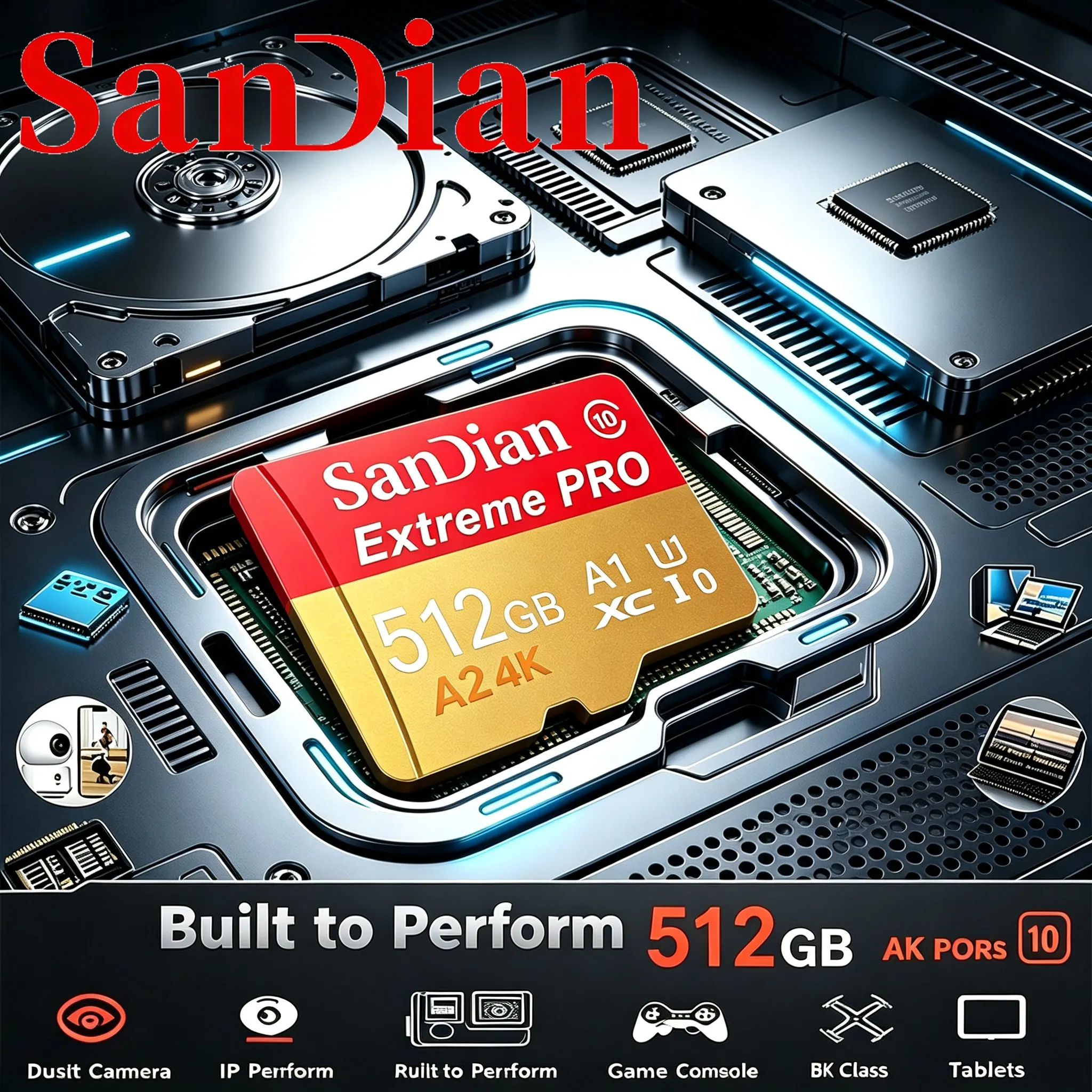 Secure SD Cards 256GB 128GB 64GB 512GB Micro TF SD Card Memory Card TF Cards for Laptop/Desktop/Gaming Console/Mobile/PC Mac
