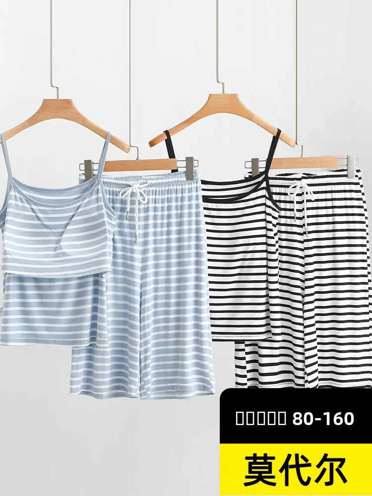 

Женская ночная рубашка в полоску из модала, летний тонкий топ без рукавов, домашняя одежда, удобные дышащие пижамы большого размера