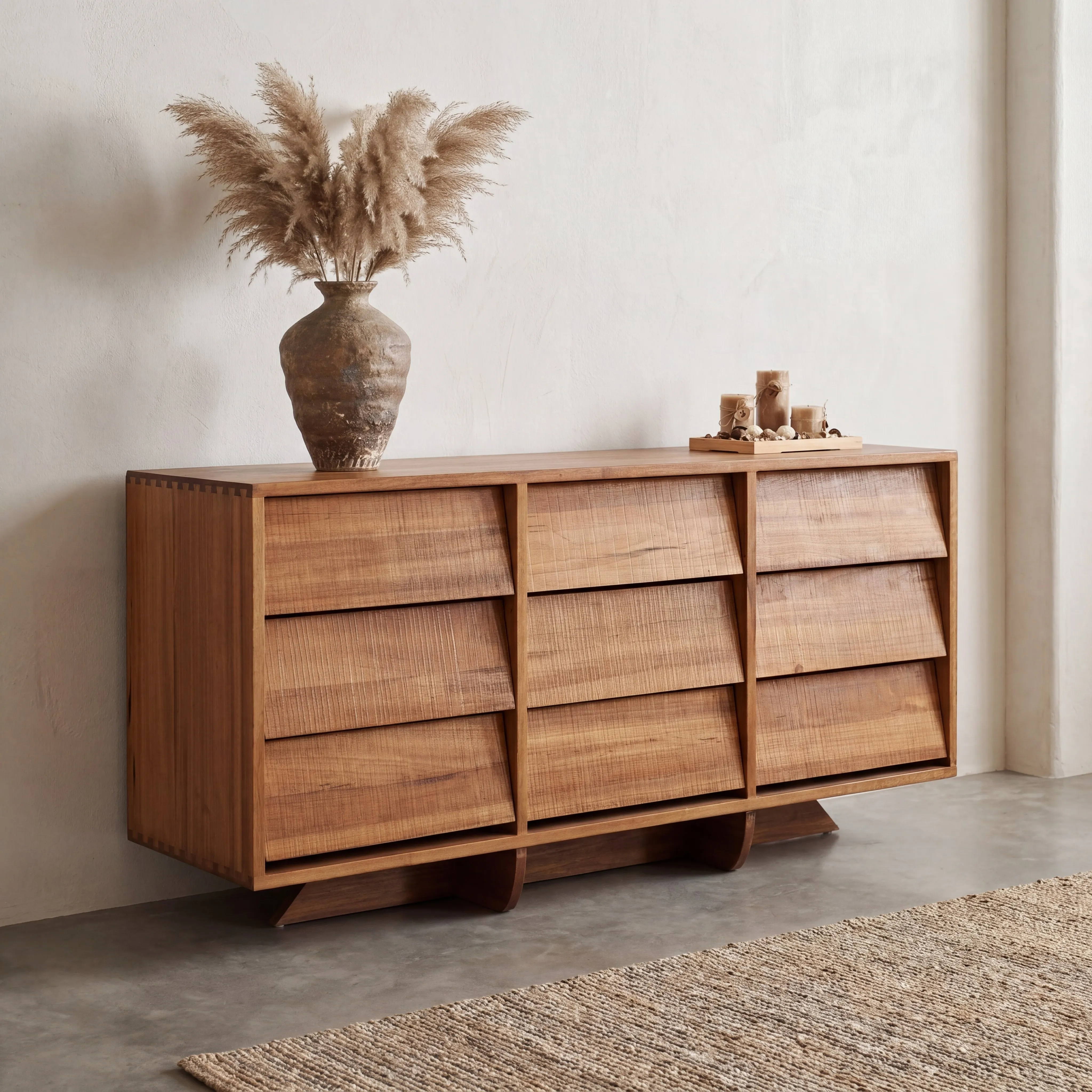 Modern Japanese Design Solid Wood Chest of Drawers Dresser Storage Cabinet for Bedroom and Living Room