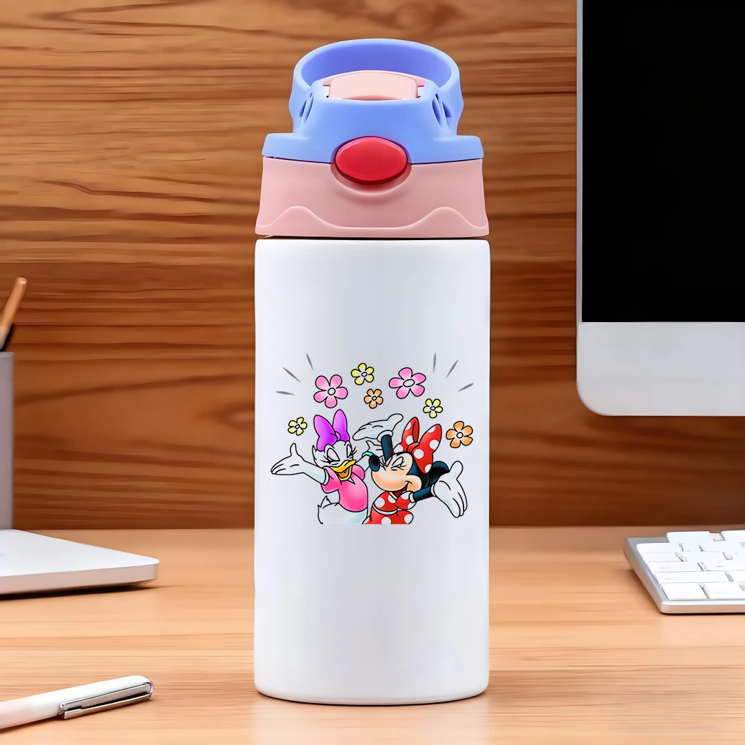 

Disney cartoon Donald Duck and Minnie Mouse dancing cup 304 stainless steel cartoon straw cup childrens water cup New Years gift