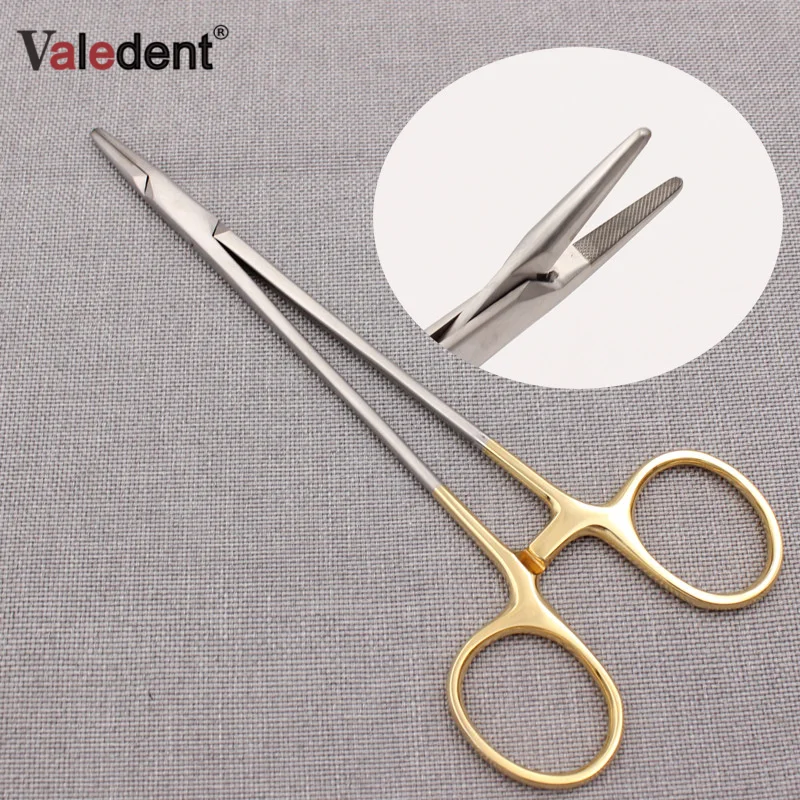 

Dental Needle Holder Plier TC Head Reusable Stainless Steel Gold Plated Handle Orthodontic Forcep Surgical Instrument Tools