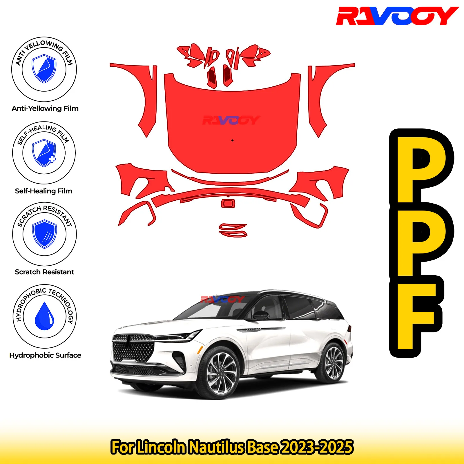 

For Lincoln Nautilus Base 2023-2025 Glossy Matte Black Precut front PPF Kit Paint Protection Film