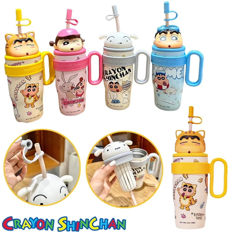 

1200ml Crayon Shin-chan Vacuum Cup Anime Ultra-large Capacity Stainless Steel Student Thermal Cup Cute Thermos Bottle with Straw