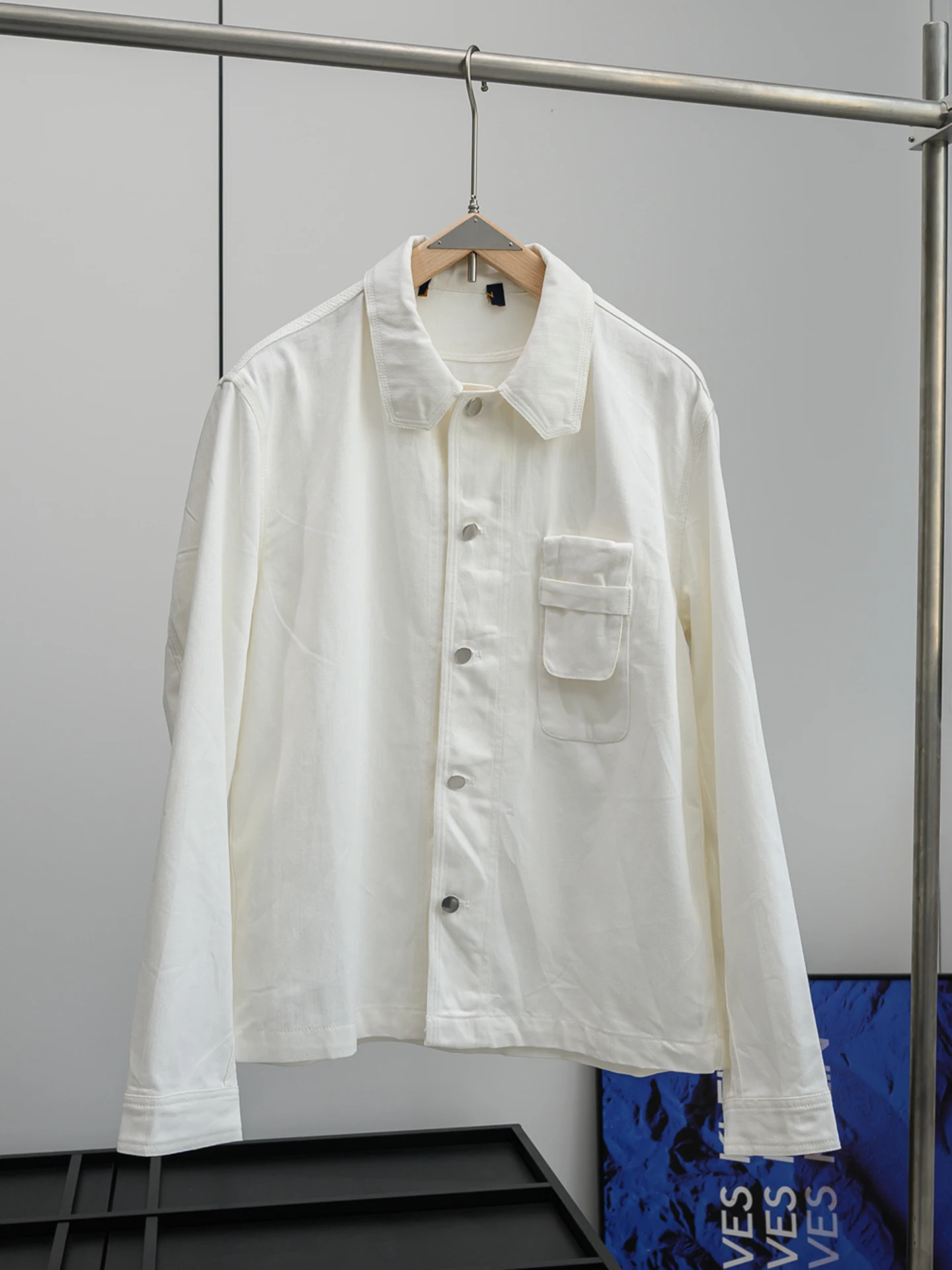 

Italian Luxury Washed Canvas Men's Spring Breathable Casual Workwear Denim Shirt Jacket Stylish Loose Fit Long Sleeve