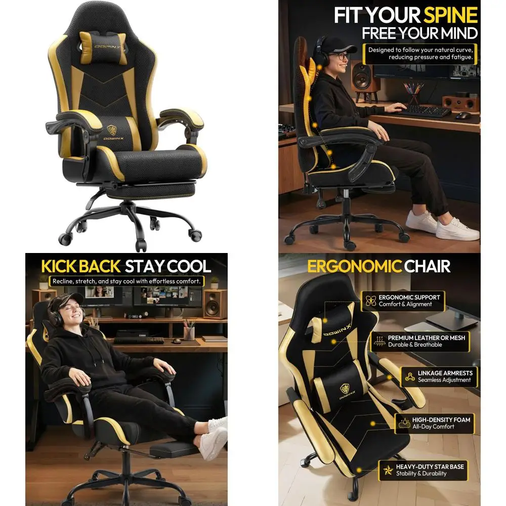 

Эргономичное кожаное игровое кресло с сетчатыми вставками, массажем поясницы, регулировкой высоты, дышащим сиденьем, идеально подходит для длительных сессий дома или в офисе.