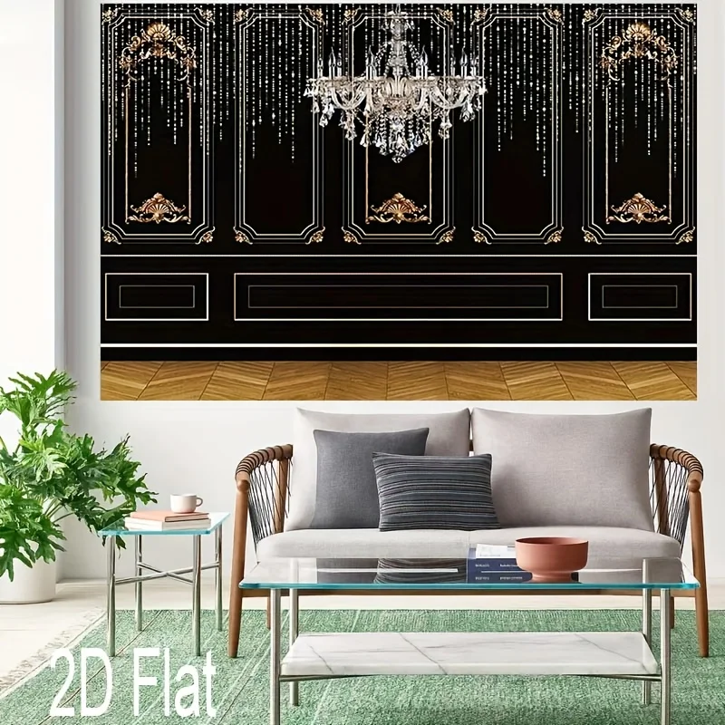1 Stück „The Great Gatsby“ Hintergrundstoff – Elegante schwarze Gold1920Vintage-Partydekoration, mit luxuriösem Rahmendesign