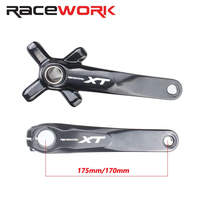 RACEWORK XT Bicycle Crankset Mtb 104BCD 32/34/36/38T Chainring Connecting Rods 170/175mm forSHIMANO Hollow Integrated Crank Fixt