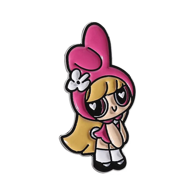 5 قطع مضحك الكرتون Powerpuff الفتيات المينا دبابيس لحقيبة الظهر بروش اكسسوارات أنيمي مجوهرات الملابس دبابيس هدية للأطفال
