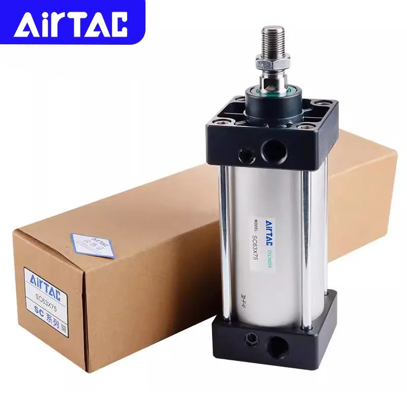 AIRTAC SC اسطوانة الهواء الهوائية القياسية SC32/40/50/63/80/100/125/160 مللي متر 25/50/75/100/200/300/400/500 مللي متر السكتة الدماغية مزدوجة التمثيل