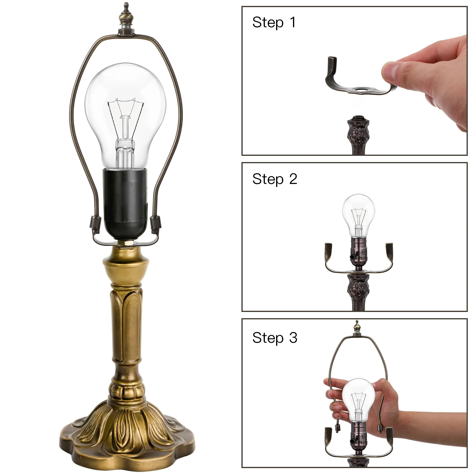 Lighting Accessories Metal Horn Lamp Bracket Holder Frame Lanterns Desk Iron Lampshade Alloy Plating for Portable Child