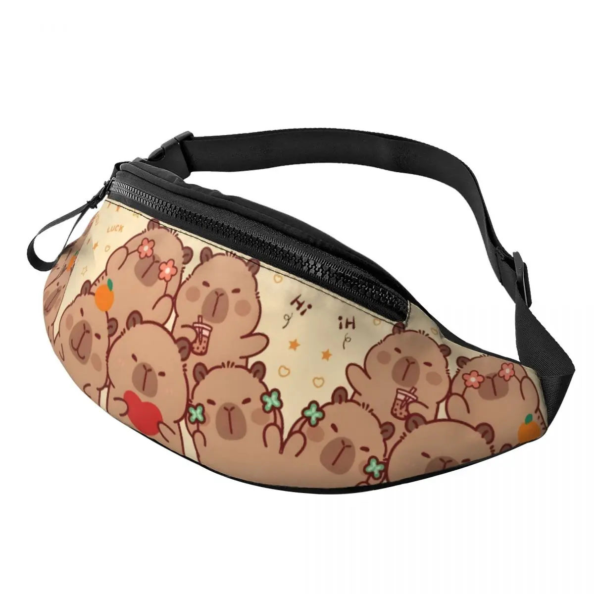 Custom Casual Cute Giant Cavy Capybara Fanny Pack Women Men Crossbody Waist Bag for Hiking Phone Money Pouch