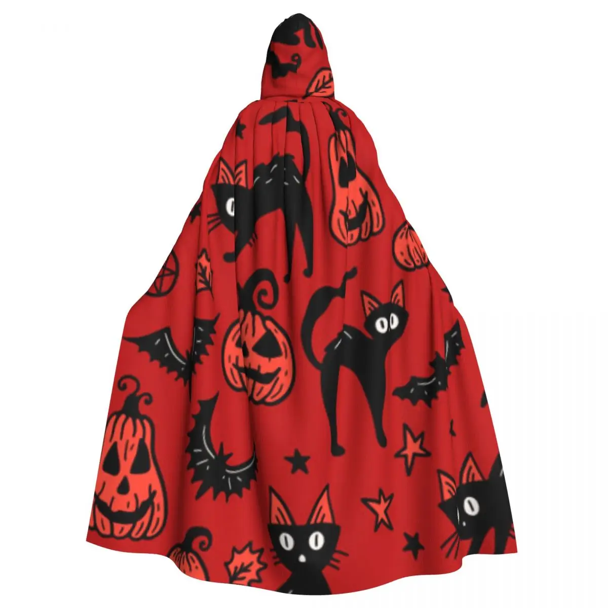 Mystical Cat Pumpkin Bat Cloak Hooded Cosplay Costume Halloween Adult Long Party Cape