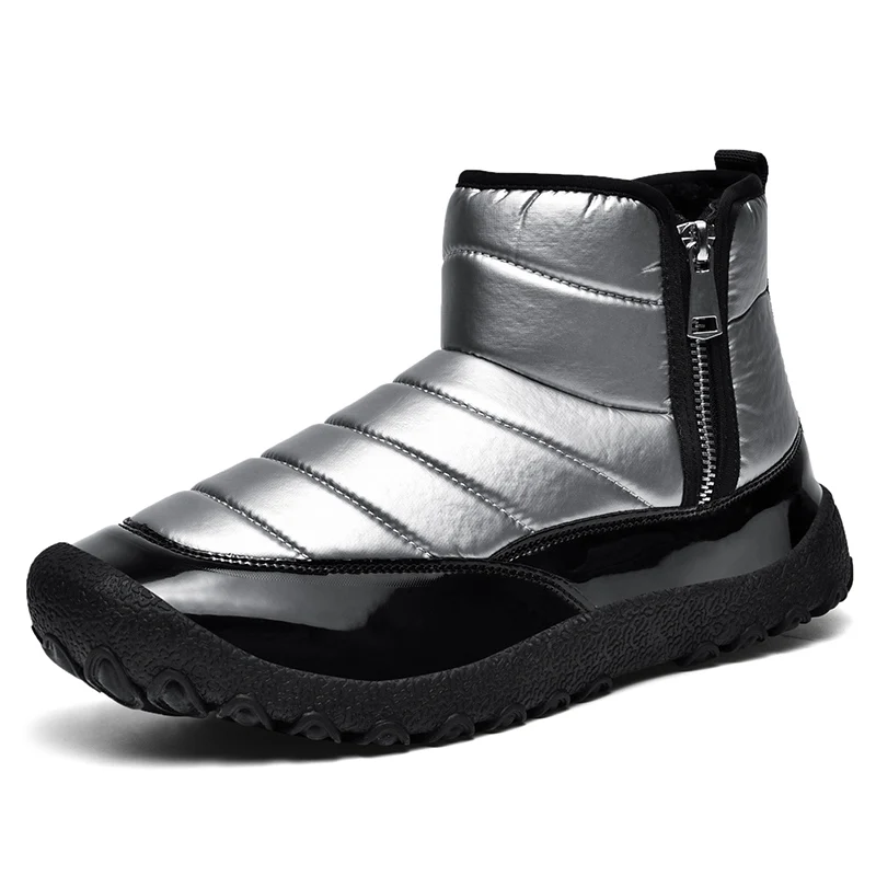 

Зимние зимние ботинки, мужские противоскользящие, сохраняющие тепло, прочные плюшевые ботильоны, повседневные мягкие дышащие уличные высокие ботинки на молнии, мужские ботинки