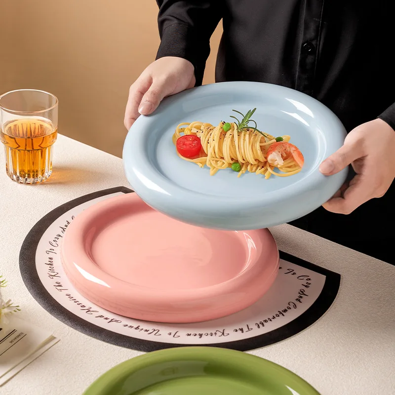 

Креативная и уникальная керамическая тарелка для стейка в форме пончика, ресторанная посуда для отеля, круглая керамическая тарелка в западном стиле, кухонная тарелка, кухня