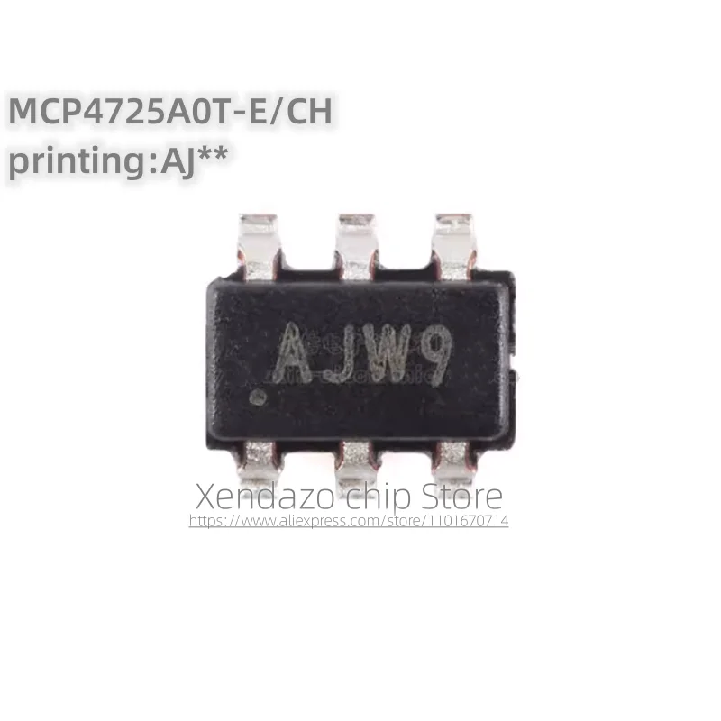 10pcs/lot MCP4725A0T-E/CH Silk screen printing AJ** SOT23-6 package Original genuine Converter chip