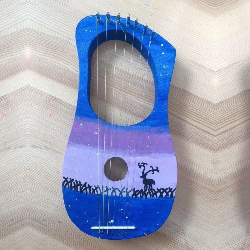 37JE 7-String Lyre Harp Ancient Lyres Terminalia String Instrument with Carry Bag for Extra String Set and Accesso