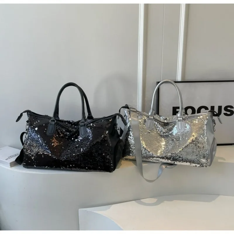 Hot Selling Fashion Sequin PU Zipper Large Capacity Women\'s Shoulder Bag 2024 High Quality Versatile Travel Crossbody Bag