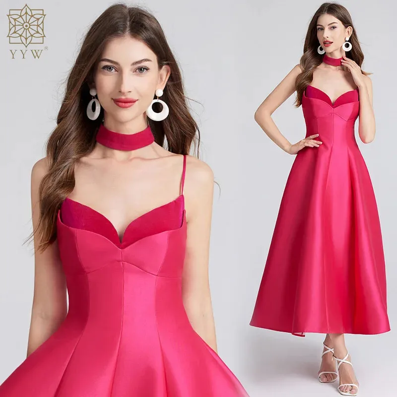 A-Line Long Prom Dresses Sleeveless Pleat Polyester Party Dress Evening Dress Large Hem Design for Women Dress 2024 Summer