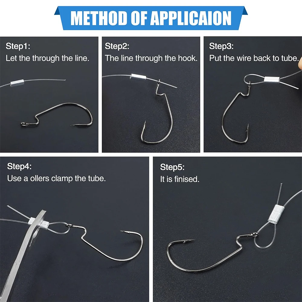 50Pcs Fishing Aluminum Crimp Sleeves Single Barrel Crimp Sleeves Oval Crimping Loop Sleeve for Wire Rope Fishing Line Connector