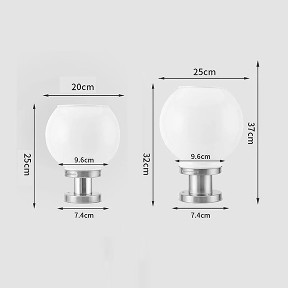 New Outdoor Post Light Fixtures Solar Powered Waterproof Courtyard Garden Lawn Street Lights Round Ball Lamp Lighting Fixture