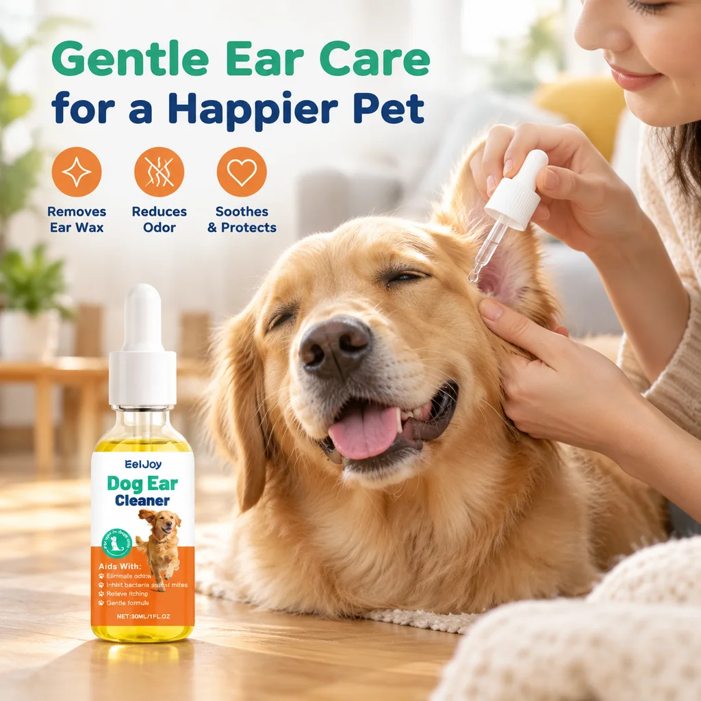EelJoy Dog Ear Cleaner Dropper Design Gentle Non Irritating Remove Earwax Reduce Ear Odor Soothe Daily Ear Care
