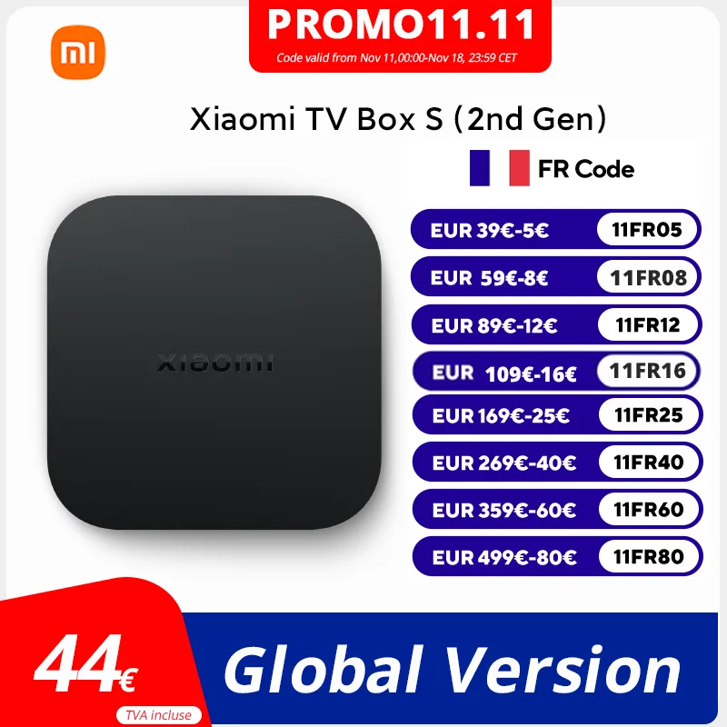 Xiaomi TV Box S (2nd Gen) Google TV Bluetooth 5.2 Dolby Vision® and HDR10+ 4K Ultra HD Dolby Atmos® and DTS-HD Dual-band Wi-Fi