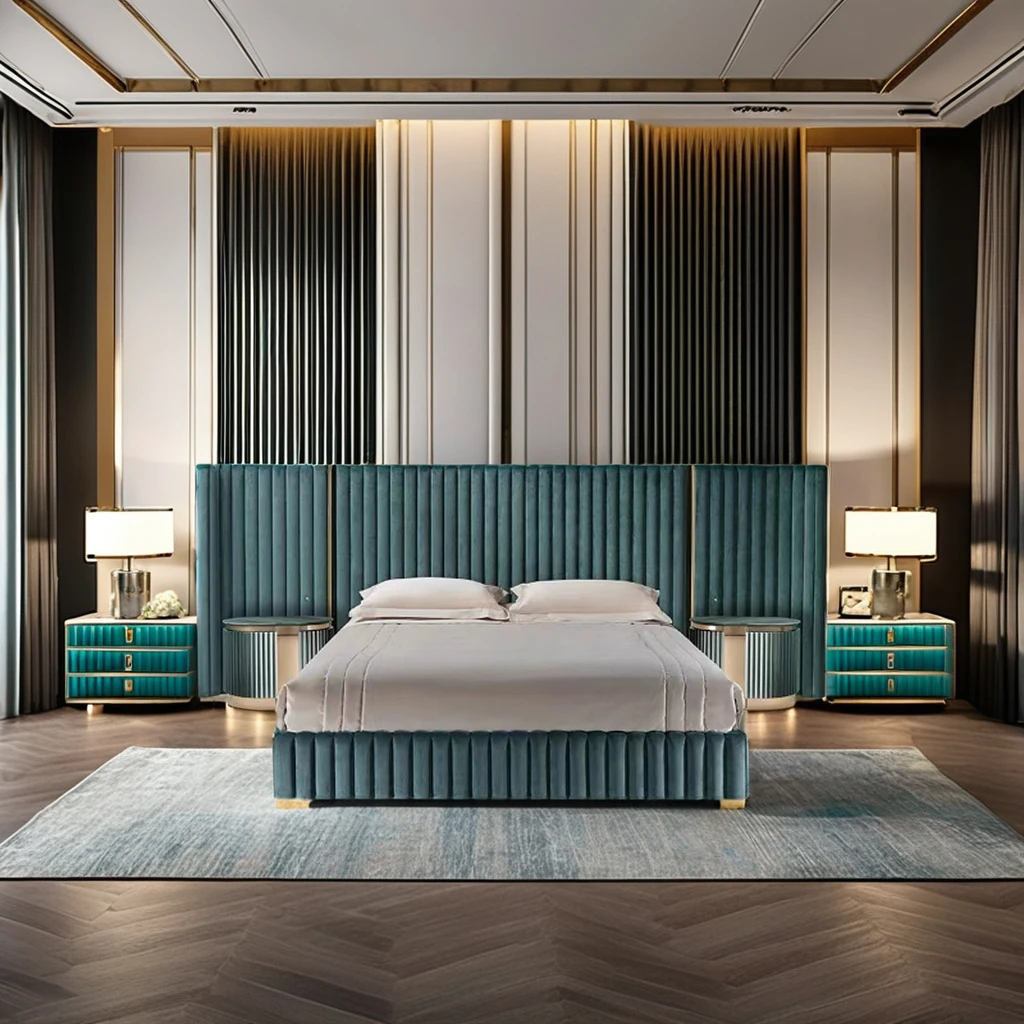 High-end luxury home bedroom bed stainless steel frame velvet