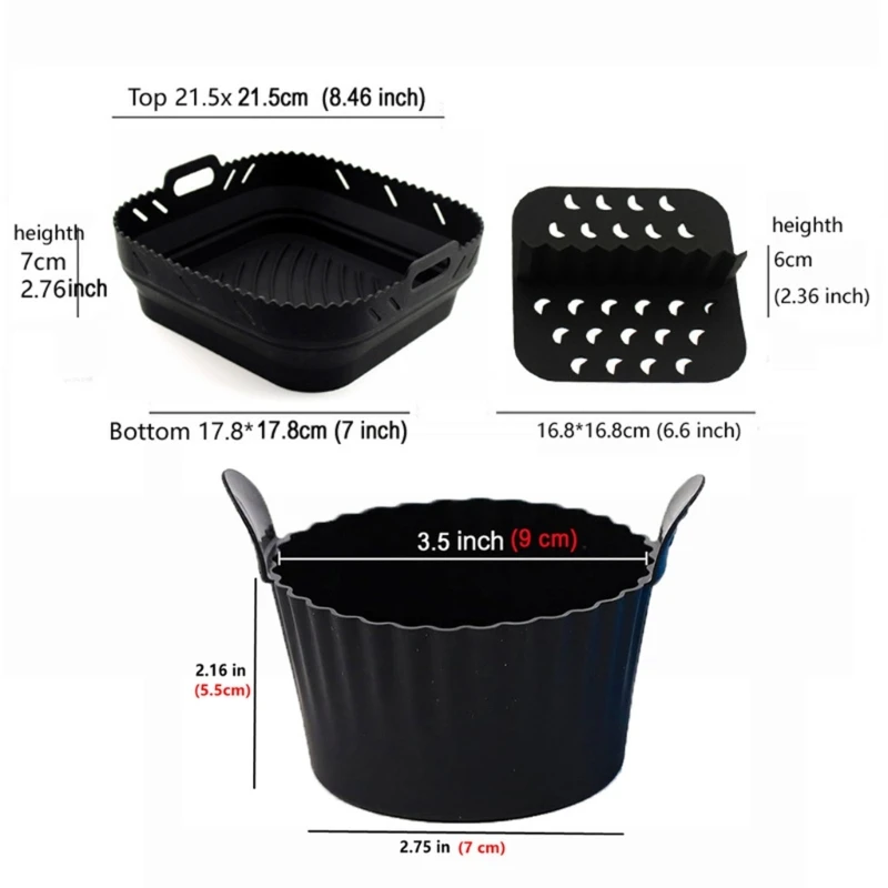 Air Fryers ซิลิโคนไลเนอร์Reusable Air Fryers Liners ซิลิโคนหม้อเตาอบ Liner