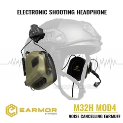 EARMOR M32H MOD4 Tactical Headset New ARC Rail Adapter Noise Canceling Aviation Communication Headphone for Fast Helmet Rail