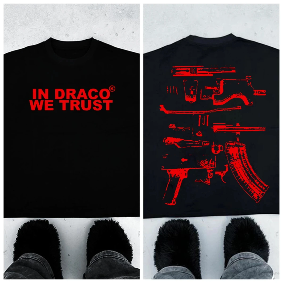 T-shirt décontracté en coton avec imprimé vintage « In Draco We Trust », manches courtes, style Y2K, oversize, streetwear pour hommes et femmes