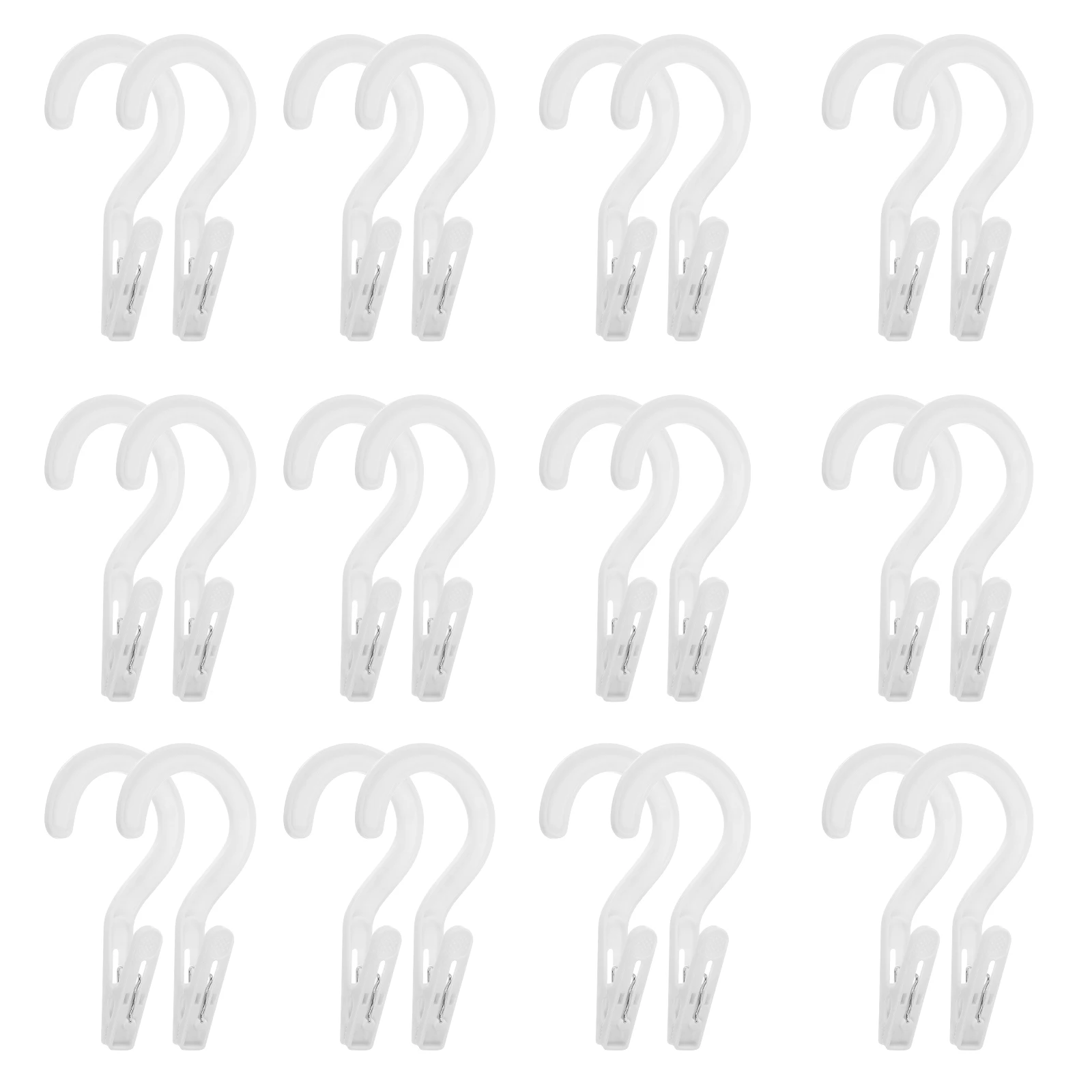 

24pcs Hook Hangers Clips Plastic Clothes Hanging Clip For Pants Towels Laundry Bathroom Travel Use Sturdy Secure Space Saving