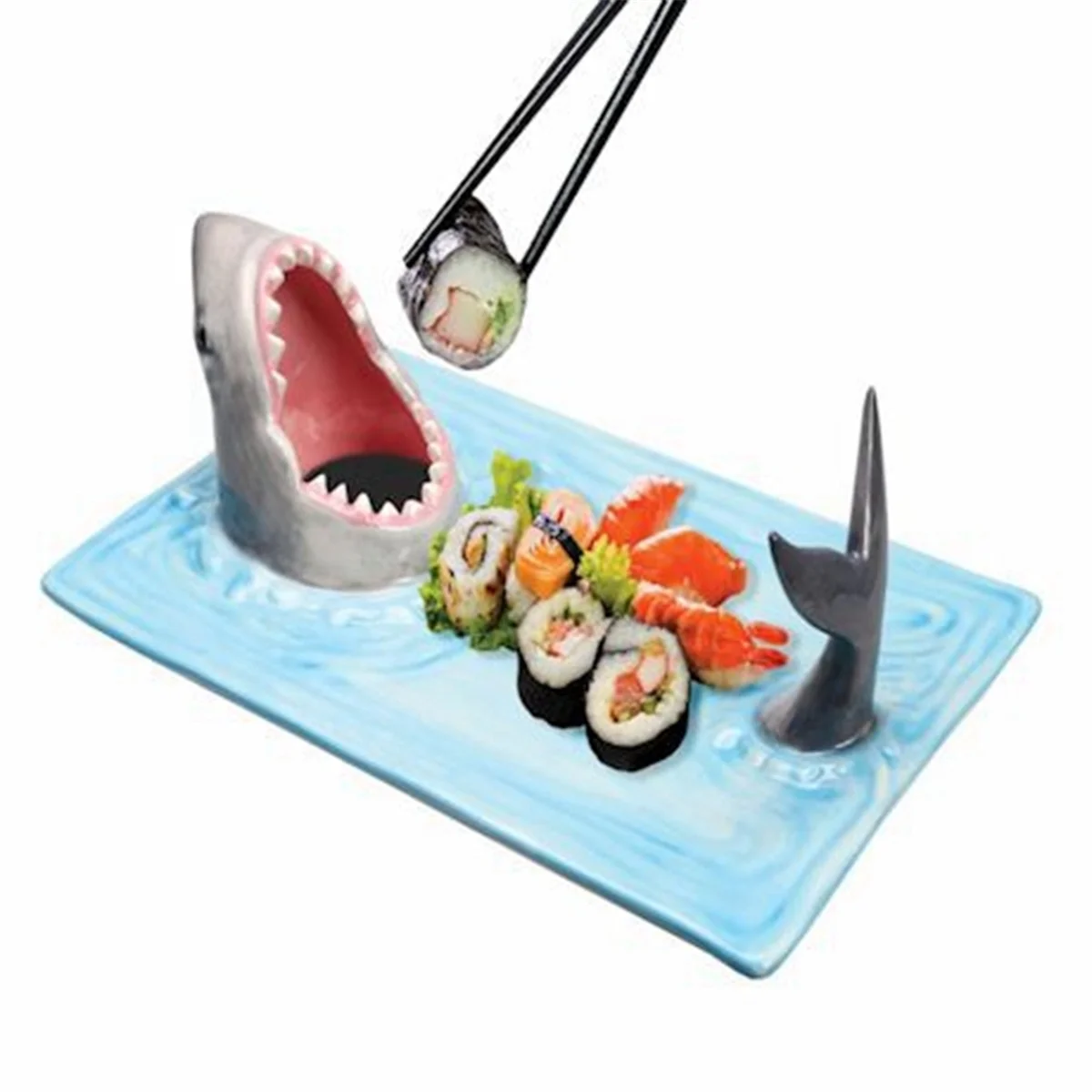 AA91 Ceramic Sushi Plate, Sharks Shape Rectangle Cheese Board Dining Table Kitchen Decoration