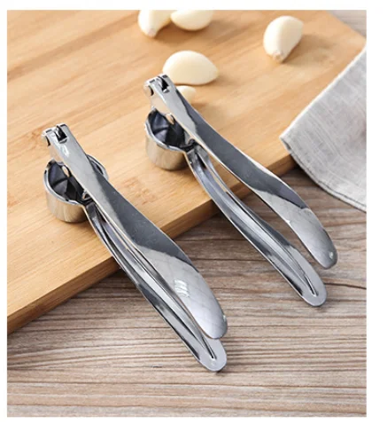 Penekan Bawang Putih dari Paduan Seng dan Stainless Steel, Alat Pemeras dan Penghancur Bawang Putih untuk Dapur