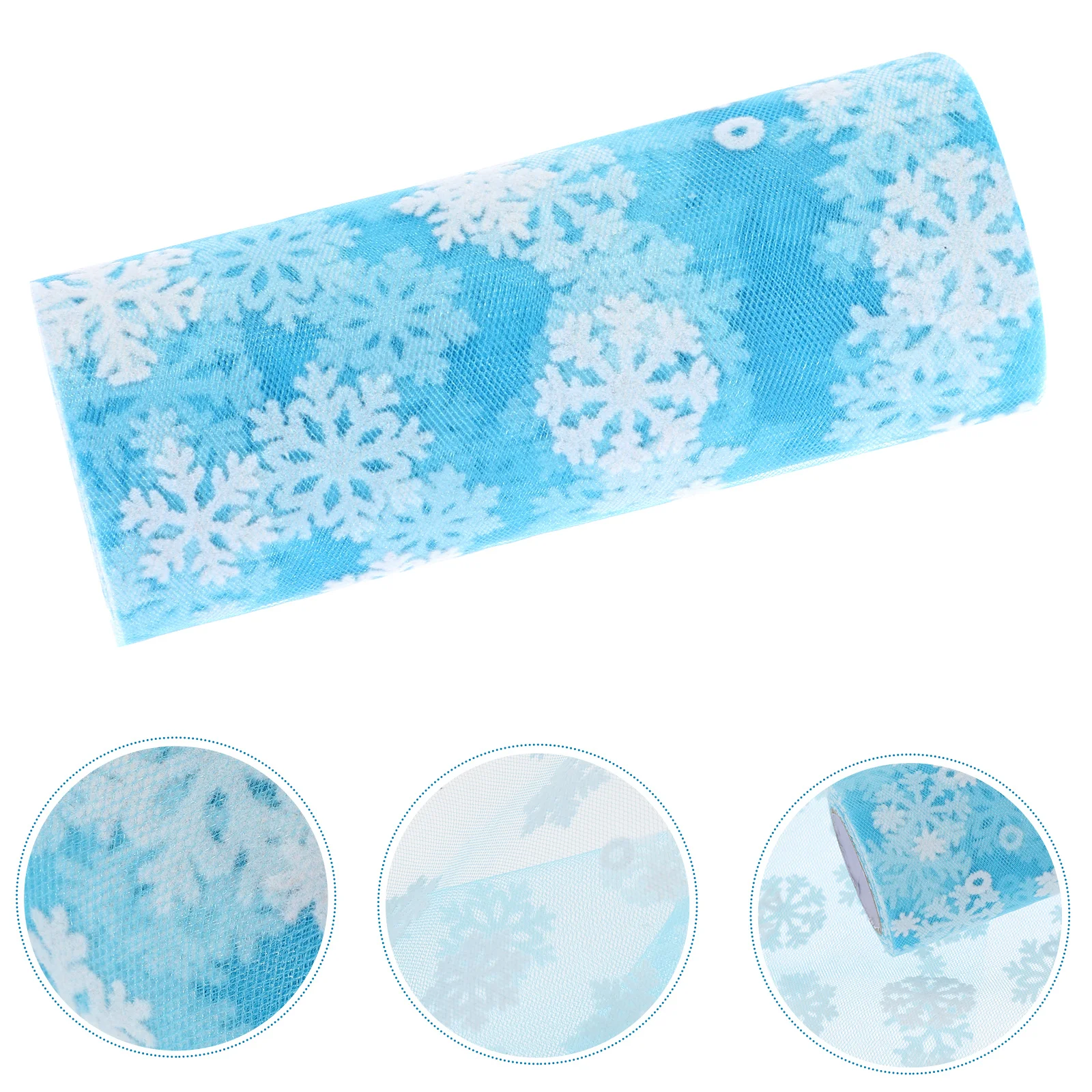 

10yards Glitter Snowflake Tulle Roll Ice Blue Christmas Organza Gauze Ribbon Gift Wrapping Wedding Party Decor