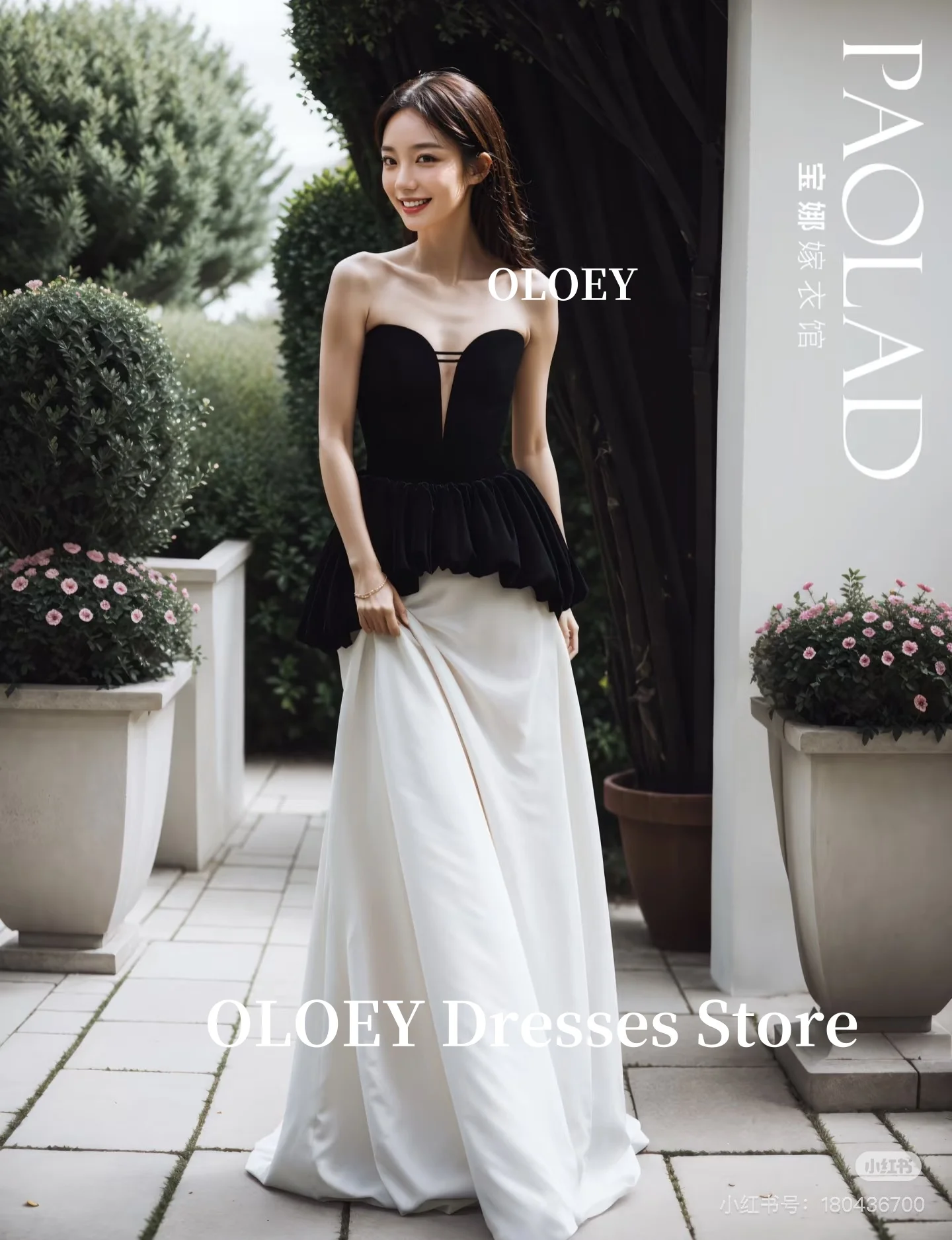 OLOEY 대비 흑백 저녁 파티 드레스 벨벳 연인 긴 공식 파티 드레스 행사 이벤트 생일 사용자 정의